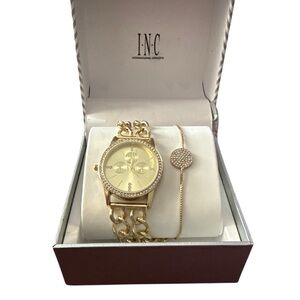 INC International Concepts Gold-Tone Women's Watch and Bracelet Duo